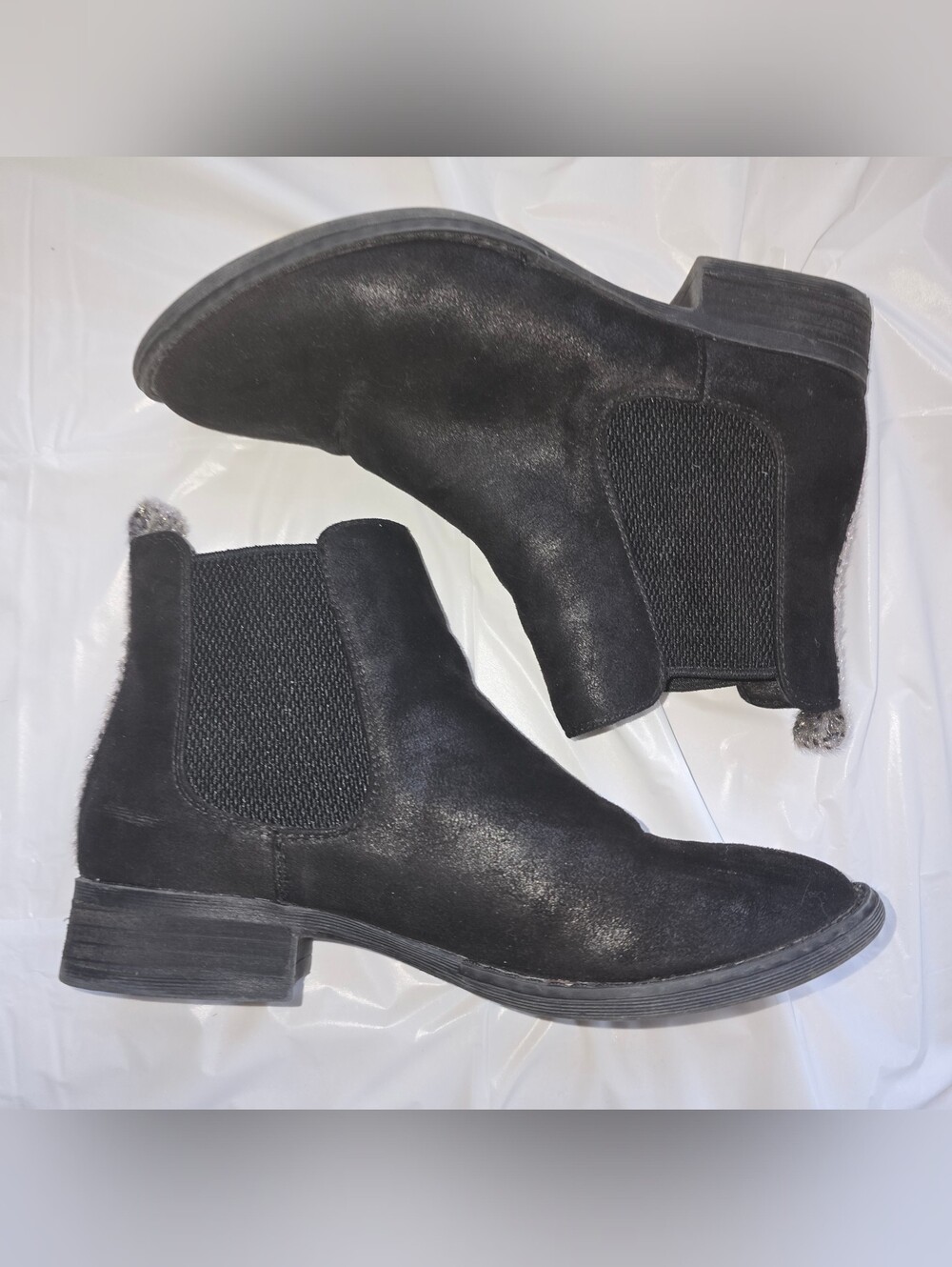 Black Booties with Silver Leopard Stripe - Picture 3 of 5